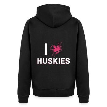 I love Huskies - Unisex Premium Bio Zip Hoodie - Schwarz - Hinten - Nico (187cm)