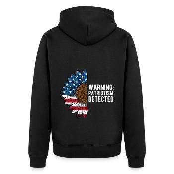 Warning Patriotism Detected American Independence - Unisex Premium Organic Zip Hoodie - black - Back - Nico (187cm)