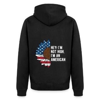 Im Not High Im an American Patriotic Funny - Unisex Premium Organic Zip Hoodie - black - Back - Nico (187cm)