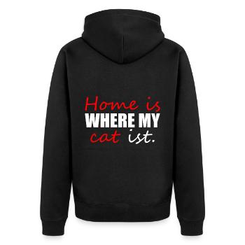 Home is where my cat is - Unisex Premium Bio Zip Hoodie - Schwarz - Hinten - Nico (187cm)