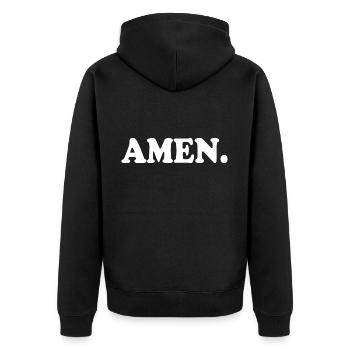 Amen - Unisex Premium Bio Zip Hoodie - Schwarz - Hinten - Nico (187cm)