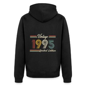 1995 Birthday Born In 1995 Retro Vintage - Unisex Premium Organic Zip Hoodie - black - Back - Nico (187cm)