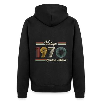 1970 Anniversaire Né En 1970 Rétro Vintage - Veste à capuche bio Premium Unisexe - noir - Dos - Nico (187cm)