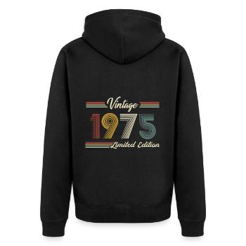 1975 Vintage Birthday Retro Vintage Gift - Unisex Premium Organic Zip Hoodie - black - Back - Nico (187cm)