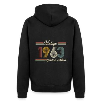 1963 Anniversaire Né En 1963 Rétro Vintage - Veste à capuche bio Premium Unisexe - noir - Dos - Nico (187cm)