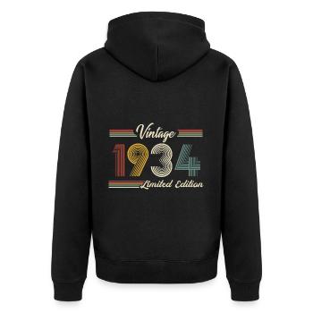 Januar 1934 geboren Geburtstag Mann Frau retro - Unisex Premium Bio Zip Hoodie - Schwarz - Hinten - Nico (187cm)