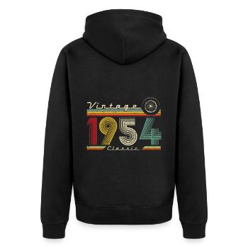 1954 Anniversaire Né En 1954 Rétro Vintage - Veste à capuche bio Premium Unisexe - noir - Dos - Nico (187cm)