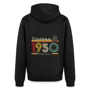 Anniversaire des années 1950 né dans les années 1950 rétro Vintage - Veste à capuche bio Premium Unisexe - noir - Dos - Nico (187cm)