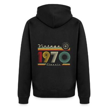 1970 Anniversaire Né En 1970 Rétro Vintage - Veste à capuche bio Premium Unisexe - noir - Dos - Nico (187cm)