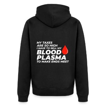 Problèmes fiscaux et jeux de mots sur le plasma sanguin Fiscalité Drôle - Veste à capuche bio Premium Unisexe - noir - Dos - Nico (187cm)