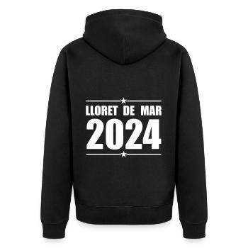 Lloret De Mar 2024 - Unisex Premium Bio Zip Hoodie - Schwarz - Hinten - Nico (187cm)