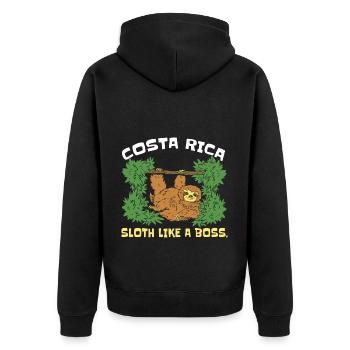 Costa Rica Sloth Like A Tropisches Faultier - Unisex Premium Bio Zip Hoodie - Schwarz - Hinten - Nico (187cm)