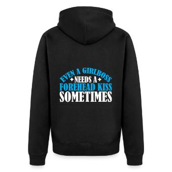 Even A Girlboss Needs A Forehead Kiss Sometimes 3 - Unisex Premium Bio Zip Hoodie - Schwarz - Hinten - Nico (187cm)