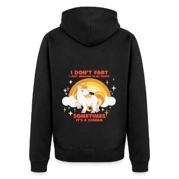 I don't fart, I whisper in my pants - - Unisex Premium Organic Zip Hoodie - black - Back - Nico (187cm)