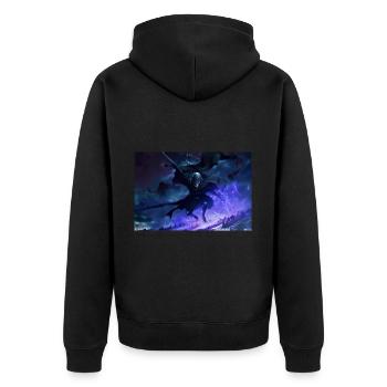 Call to arms - Unisex Premium Organic Zip Hoodie - black - Back - Nico (187cm)