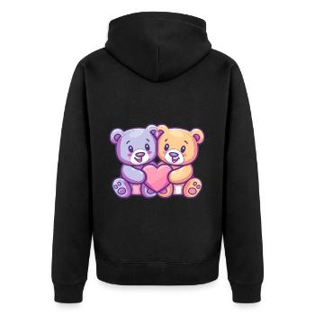 Ours Couple Amour Couple Amoureux - Veste à capuche bio Premium Unisexe - noir - Dos - Nico (187cm)