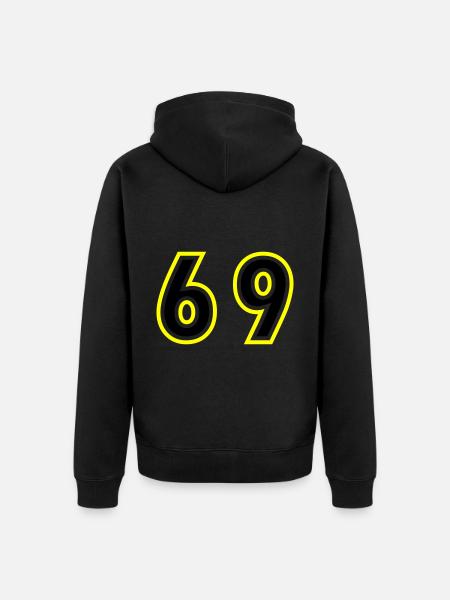 69 Number College - Unisex Premium Organic Zip Hoodie - black