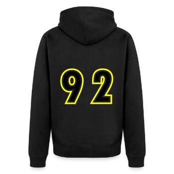 92 Number College - Unisex Premium Organic Zip Hoodie - black - Back - Nico (187cm)