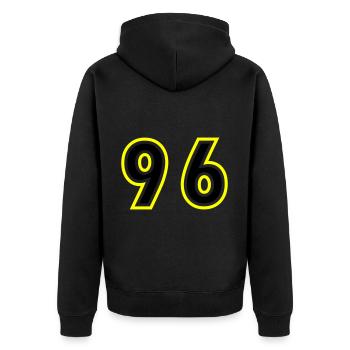 96 Nombre Collège - Veste à capuche bio Premium Unisexe - noir - Dos - Nico (187cm)