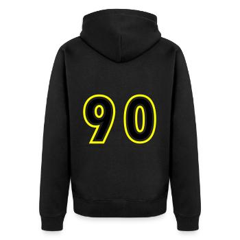 90 Number College - Unisex Premium Organic Zip Hoodie - black - Back - Nico (187cm)