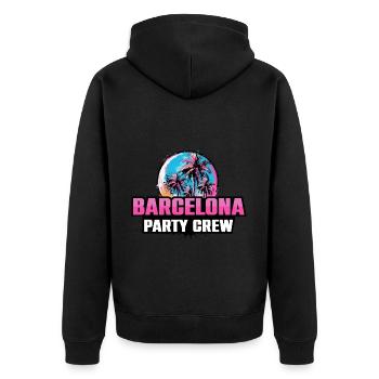 Barcelona Party Crew Urlaub Spruch - Unisex Premium Bio Zip Hoodie - Schwarz - Hinten - Nico (187cm)