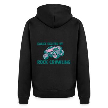 Easily Excited By Rock Crawling 2 - Unisex Premium Organic Zip Hoodie - black - Back - Nico (187cm)