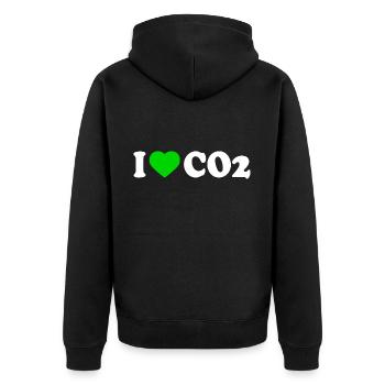 I love co2 - Unisex Premium Organic Zip Hoodie - black - Back - Nico (187cm)