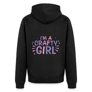 I'm A Crafty Girl 4 - Unisex Premium Bio Zip Hoodie - Schwarz - Hinten - Nico (187cm)