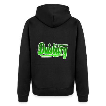 Duisburg - Unisex Premium Bio Zip Hoodie - Schwarz - Hinten - Nico (187cm)