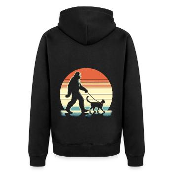 Bigfoot Cat - Unisex Premium Organic Zip Hoodie - black - Back - Nico (187cm)