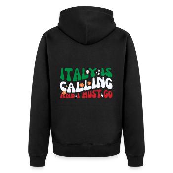 Italien ruft und ich muss im Sommer in den Urlaub fahren - Unisex Premium Bio Zip Hoodie - Schwarz - Hinten - Nico (187cm)