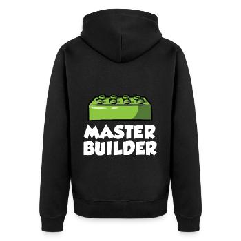 Brick Builder Brick Building Master Builder - Unisex Premium Organic Zip Hoodie - black - Back - Nico (187cm)