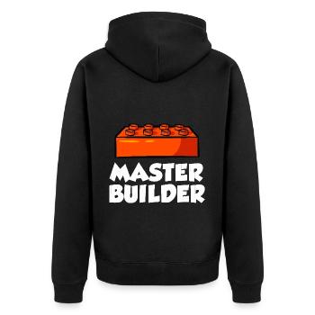 Brick Builder Brick Building Master Builder - Unisex Premium Organic Zip Hoodie - black - Back - Nico (187cm)
