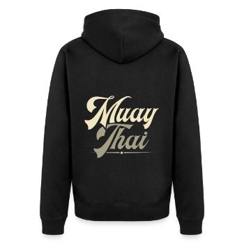 Muay Thai - Unisex Premium Bio Zip Hoodie - Schwarz - Hinten - Nico (187cm)