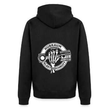 Hubraum statt Elektroschrott - Auto Motorrad Tunin - Unisex Premium Bio Zip Hoodie - Schwarz - Hinten - Nico (187cm)