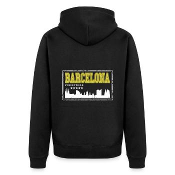 Barcelona Spain City Skyline Home Love - Unisex Premium Organic Zip Hoodie - black - Back - Nico (187cm)