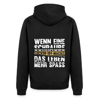 Sarkusmus Spruch Schwarzer Humor Lustiges Ironie - Unisex Premium Bio Zip Hoodie - Schwarz - Hinten - Nico (187cm)