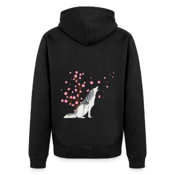 Cherry Blossom Husky Japanese Sakura Flower - Unisex Premium Organic Zip Hoodie - black - Back - Nico (187cm)
