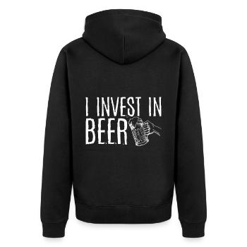 I Invest In Beer 3 - Unisex Premium Bio Zip Hoodie - Schwarz - Hinten - Nico (187cm)