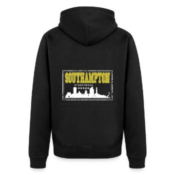 Southampton Angleterre UK City Skyline Accueil Amour - Veste à capuche bio Premium Unisexe - noir - Dos - Nico (187cm)