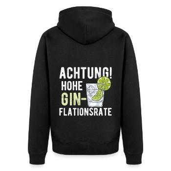 Einen Trink Ich GINdestens Gin Liebhaber - Unisex Premium Bio Zip Hoodie - Schwarz - Hinten - Nico (187cm)