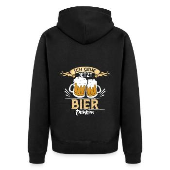 Ich gehe jetzt Bier trinken - Unisex Premium Bio Zip Hoodie - Schwarz - Hinten - Nico (187cm)