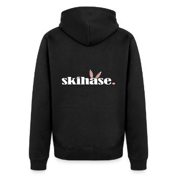 skihase hüttengaudi alpin ski skihaserl - Unisex Premium Bio Zip Hoodie - Schwarz - Hinten - Nico (187cm)