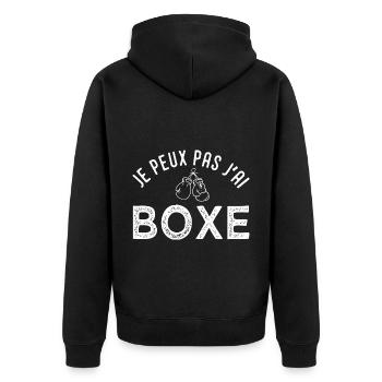J peux pas j ai boxe Cadeau cool boxe - Veste à capuche bio Premium Unisexe - noir - Dos - Nico (187cm)