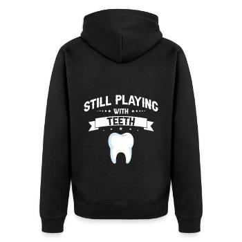 Dental laboratory and dental technology for dental clinics - Unisex Premium Organic Zip Hoodie - black - Back - Nico (187cm)