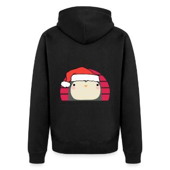 Weihnachten Pinguin - Unisex Premium Bio Zip Hoodie - Schwarz - Hinten - Nico (187cm)