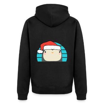 Weihnachten Pinguin - Unisex Premium Bio Zip Hoodie - Schwarz - Hinten - Nico (187cm)