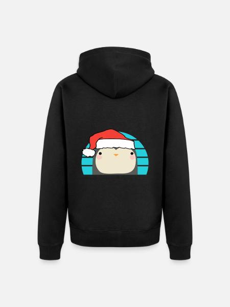 Christmas Penguin - Unisex Premium Organic Zip Hoodie - black