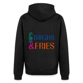 Hanches Cuisses et frites 2 - Veste à capuche bio Premium Unisexe - noir - Dos - Nico (187cm)