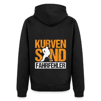 Eishockey Kurven sind Fahrfehler - Unisex Premium Bio Zip Hoodie - Schwarz - Hinten - Nico (187cm)